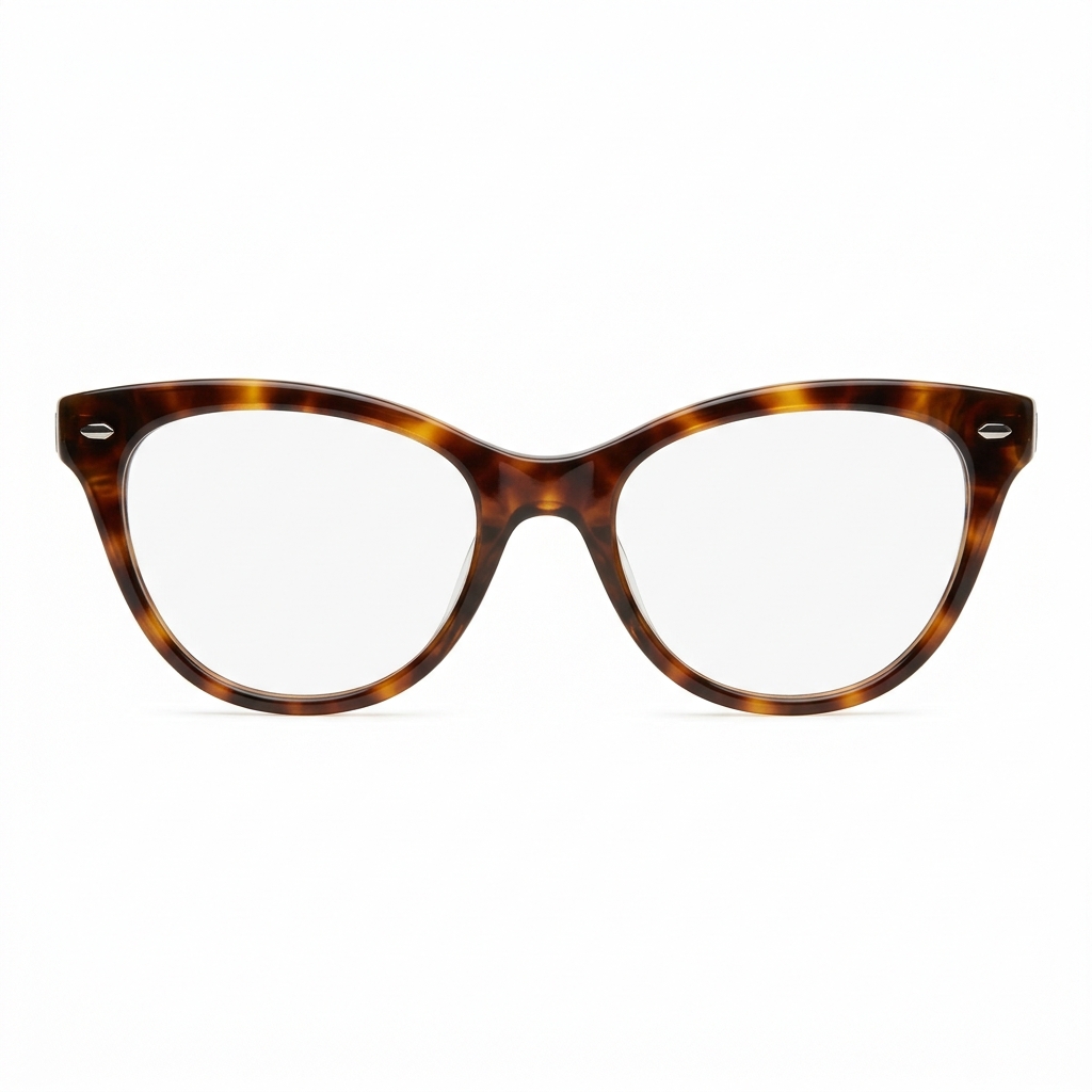Cat-eye tortoiseshell frame on display