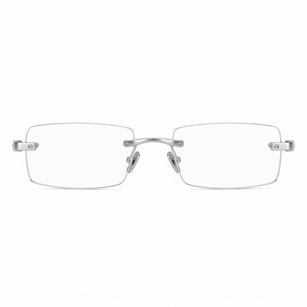 Rimless Silver eyeglasses frame